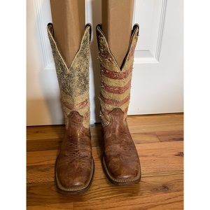 Women’s BOULET distressed leather Patriotic cowboy boots - Size 7, LIGHTLY USED